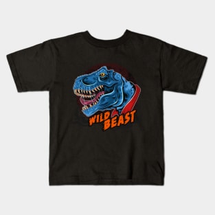 Dinosaur t rex head wild beast roar rage face Kids T-Shirt